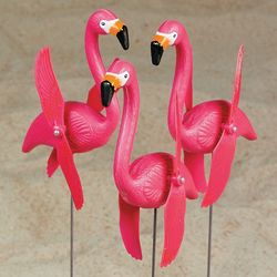Twirling Flamingo Yard Stakes