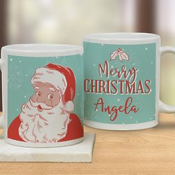 Personalized Vintage Santa Merry Christmas Mug