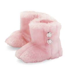Pink Fur Baby Booties