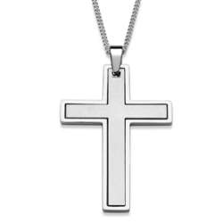 Stainless Steel Matte and Polished Cross Necklace