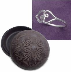 Delicate Cast Iron Box with Sterling Silver Double Heart Ring