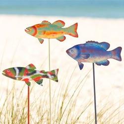 Small Metal Fish Garden Stakes