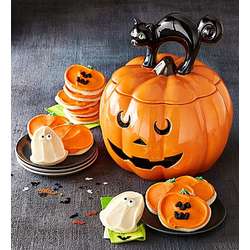 Halloween Pumpkin Cat Jar