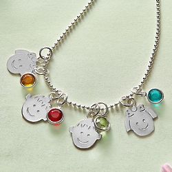 Mom's Personalized Kid Charms and Birthstones Necklace