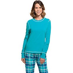Women's Blue and Green Cotton Flannel Wintergreen Plaid Pajamas