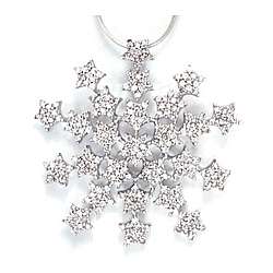 14k White Gold Diamond Snowflake Pendant