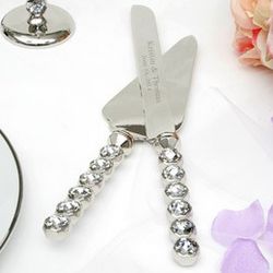 Personalized Crystal Cake Knife and Server Set
