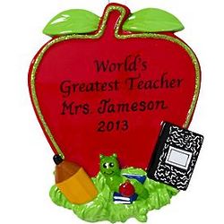 Personalized World's Greatest Teacher Apple Ornament