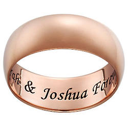 Rose Gold Over Sterling Silver Wide Ring with Engraved Message