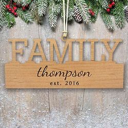 Engraved 8.25" Family Wood Cut Ornament