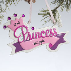 Personalized Princess Crown Christmas Ornament
