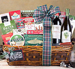 Red and White Wine Christmas Delight Gift Basket