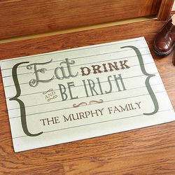 Eat, Drink and Be Irish Personalized Doormat