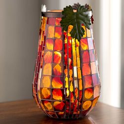 Lighted Mosaic Tile Lantern in Orange