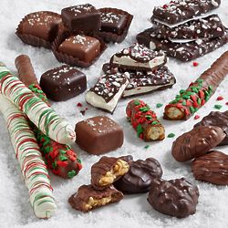 Christmas Caramel Candies and Chocolate-Covered Pretzels