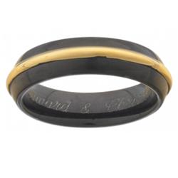 Men's Black & Gold Stainless Steel Message Band