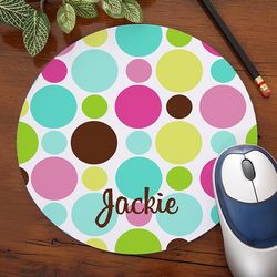 Polka Dots Personalized Computer Mouse Pad