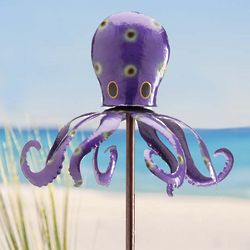 Recycled Metal Purple Octopus Wind Spinner