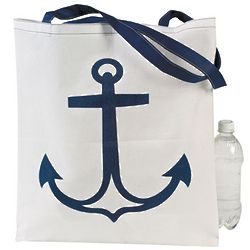 Large White Anchor Tote Bag