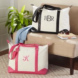 Personalized Cotton-Canvas Weekender with Faux-Leather Trim
