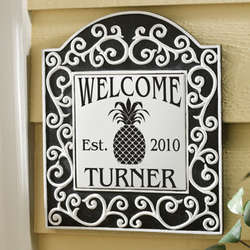 Personalized Scroll Tile Welcome Plaque