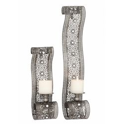 Floral Design Metal Candle Wall Sconces