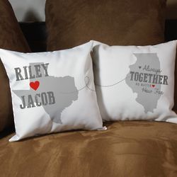 Personalized States Couple's Throw Pillow Set