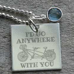 I'd Go Anywhere Tandem Bicycle Personalized Necklace