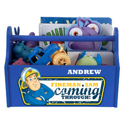 Personalized Fireman Sam Coming Through Blue Toy Caddy