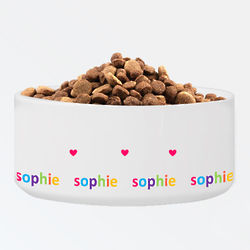 Personalized Large Pet Bowl with Hearts Pattern