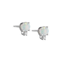 Opal & Diamond 18K White Gold Earrings