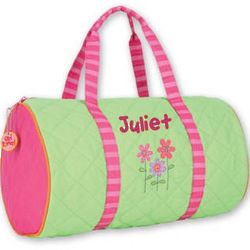 Personalized Quilted Flower Duffle Bag