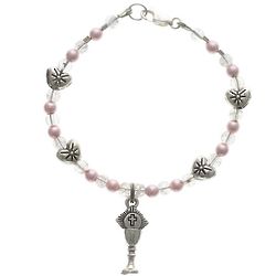Swarovski Pink Beaded Communion Bracelet