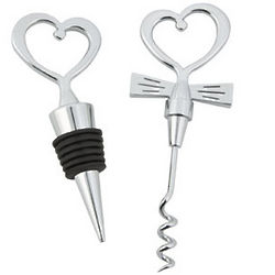 Bride and Groom Wine Stopper and Corkscrew Set