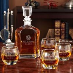Personalized Wax Seal Argos Decanter Set with Uptown Glasses