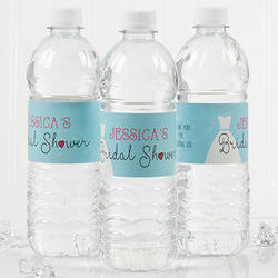 The Dress Personalized Bridal Shower Water Bottle Labels