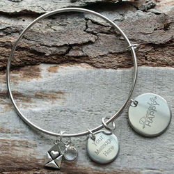 Personalized Divorced and Happy Wire Bangle Bracelet