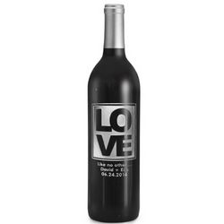 Cabernet Love Design Etched Wine Bottle
