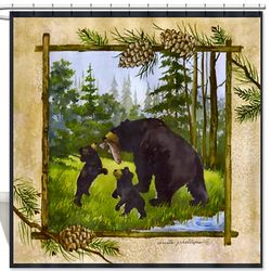 Bears in Woods Shower Curtain