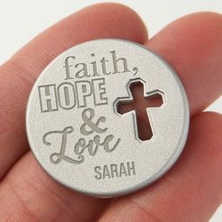 Personalized Faith Hope Love Pocket Token