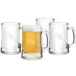 Monogram German Glass Beer Mug Set