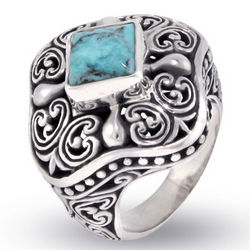 Bali Style Sterling Silver Turquoise Ring