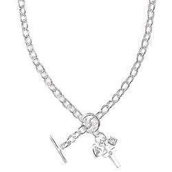 Sterling Silver Diamond Charm Necklace