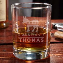 Ass Man Personalized Democatic Donkey Whiskey Glass