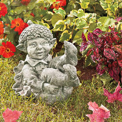 Hand-Cast Stone Acorn Pixie Garden Statue