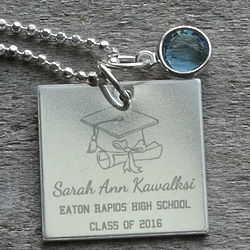 Graduate's Personalized Sterling Silver Square Necklace