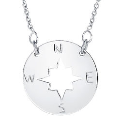 Sterling Silver Compass Disc Necklace