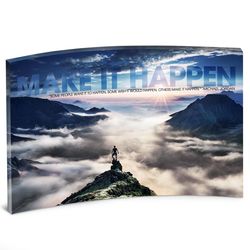 Make It Happen Mountain Curved Acrylic Desktop Plaque