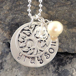 Tree of Life Personalized Hand Stamped Necklace