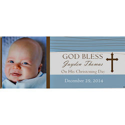 God Bless Personalized Photo Christening Banner